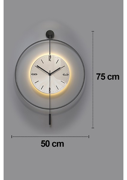 Sevinç Konsept Kristal Led'li Cam Tiktok Siyah Orta Boy, Modern Dekoratif Sarkaçlı Metal Duvar Saati