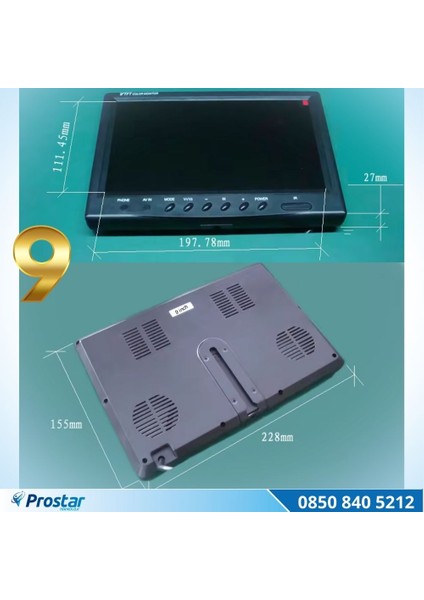 Kamyon Tır ve Iş Makinaları Için 9 Inç Ahd Monitörlü 108