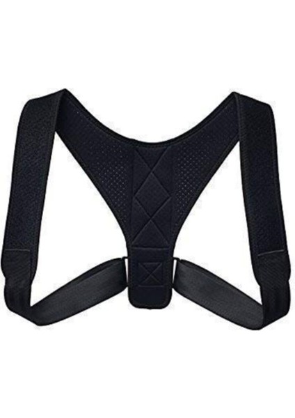Ankaflex Siyah Ortopedik Deri Desenli Omuz Dik Duruş Kemerli Ayarlanabilir Korse