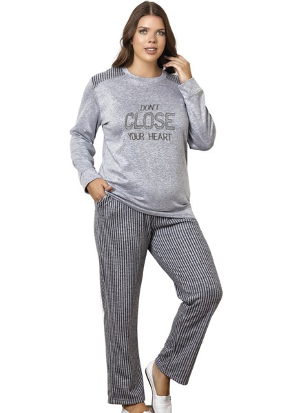 Büyük Beden Kışlık Uzun Kol Soft Pijama Takımı