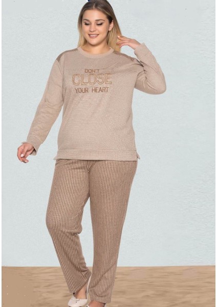Büyük Beden Kışlık Uzun Kol Soft Pijama Takımı