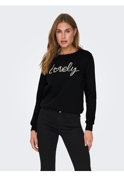 Onlamy Lıfe L/s O-Neck Pearl Swt Kadın Sweat 15331042 Black