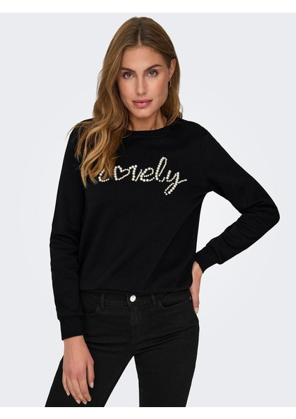 Onlamy Lıfe L/s O-Neck Pearl Swt Kadın Sweat 15331042 Black