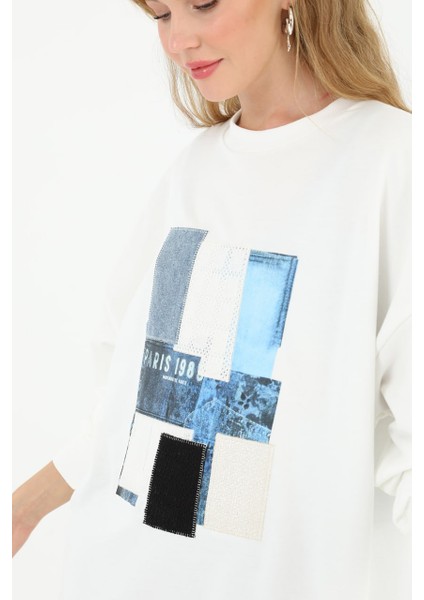 10582 Puane Iki Iplik Kumaş Önü Kumaş Garnili Sweatshirt modelleri