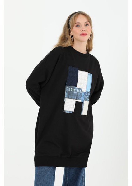 10582 Puane Iki Iplik Kumaş Önü Kumaş Garnili Sweatshirt fiyatları