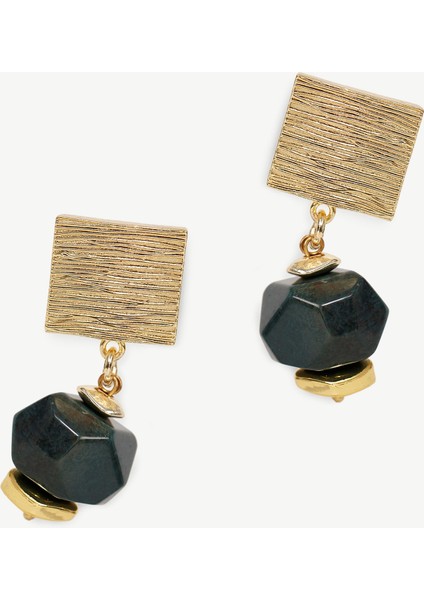 Akik Taşlı Ve Geometrik Dokulu Küpe fiyatları