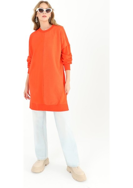 10569 Puane Iki Iplik Kumaş Çizgili Kumaş Garnili Sweatshirt