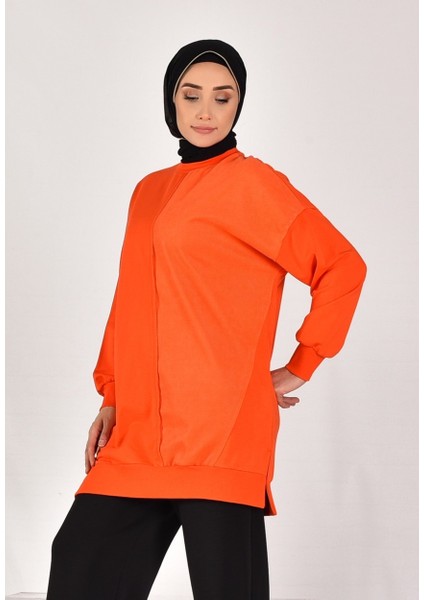 10569 Puane Iki Iplik Kumaş Çizgili Kumaş Garnili Sweatshirt fiyatları