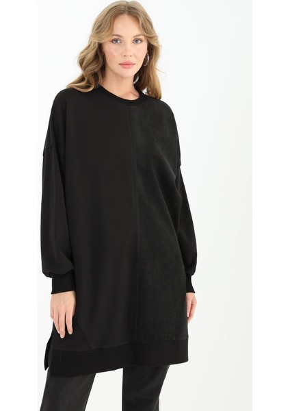 10569 Puane Iki Iplik Kumaş Çizgili Kumaş Garnili Sweatshirt