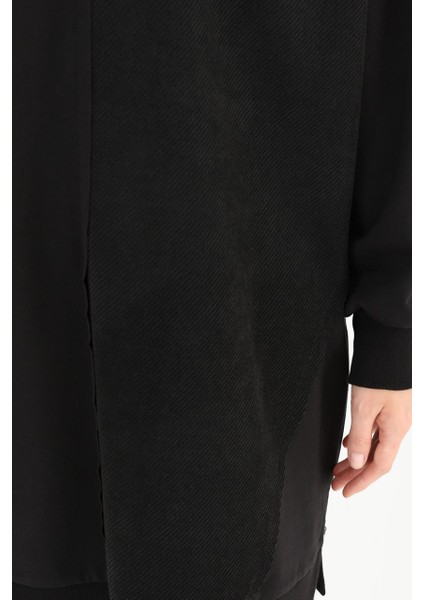 10569 Puane Iki Iplik Kumaş Çizgili Kumaş Garnili Sweatshirt indirimleri
