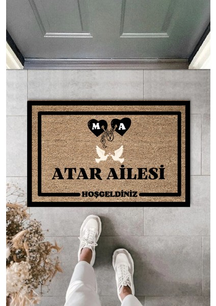 Dijital Baskı Modern - Kişiye Özel Tasarım Baş Harf Soyisim Temalı Kapı Önü Paspası
