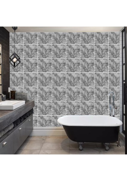 Pvc Duvar Karosu 30 x 30 cm 4'lü Paket - Mermer Desenli Siyah 0,36M2