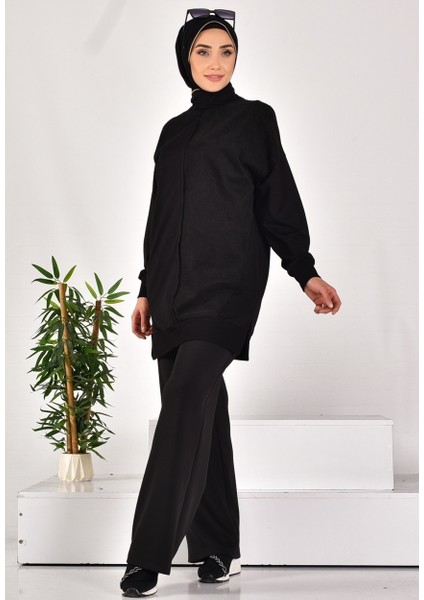 10569 Puane Iki Iplik Kumaş Çizgili Kumaş Garnili Sweatshirt indirimleri