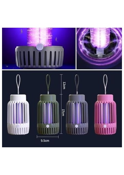 2si 1 Arada Şarjlı,mor Uv Işıklı Sinek Öldürme Aparatı ve Kamp Tipi Askılı Gece Lambası