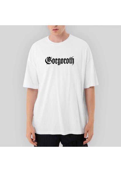 Gorgoroth Text Logo Oversize Beyaz Tişört