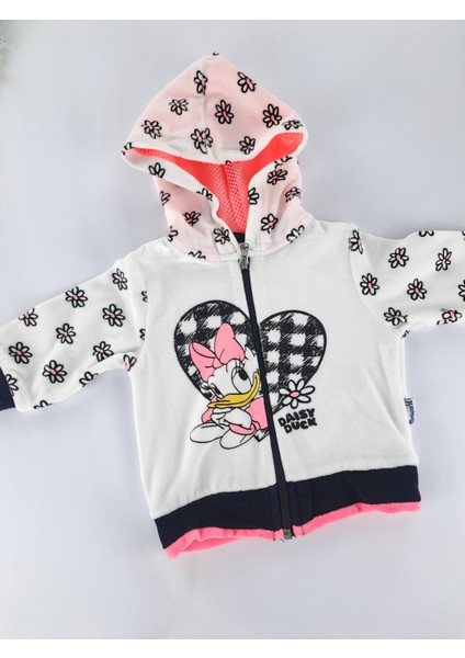Kız Çocuk Kapüşonlu Fermuarlı Yelek Daisy Duck Baskılı