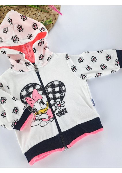 Kız Çocuk Kapüşonlu Fermuarlı Yelek Daisy Duck Baskılı