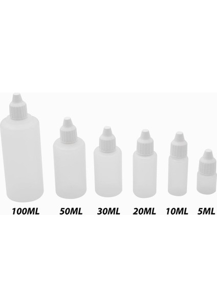 30CC - Aseton Boş Şişe - Şeffaf - Mürekkep - Damlalıklı - 10 Adet
