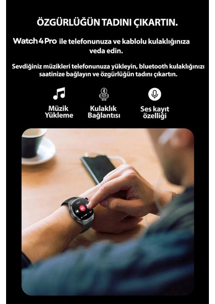 Spor Klasik Watch 4 Pro 46MM Akıllı Saat, Amoled Ekranlı Sesli Görüşmeli Huawei Iphone Uyumlu 8,9,10 modelleri