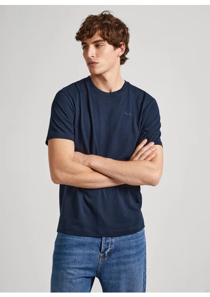 Bisiklet Yaka Nakışlı Lacivert Erkek T-Shirt PM509206 594 Connor fiyatları