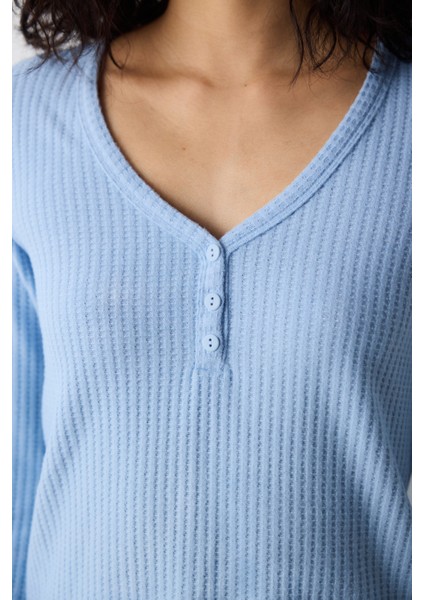 Blue Soft Açık Mavi Pantolon Pijama Takımı