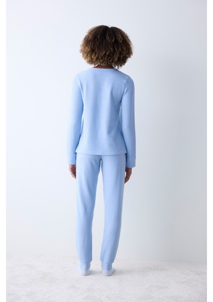 Blue Soft Açık Mavi Pantolon Pijama Takımı