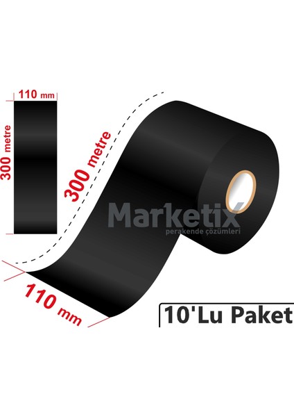 110X300 Metre Wax Ribon 10'lu Paket