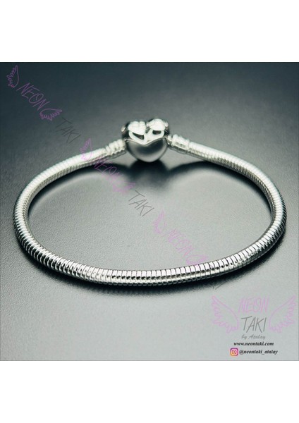, Duyarlılık Etiketi ve Charm Taşıyıcı Paslanmaz Bileklik 139, Kalp Klipsli 19cm fırsatları