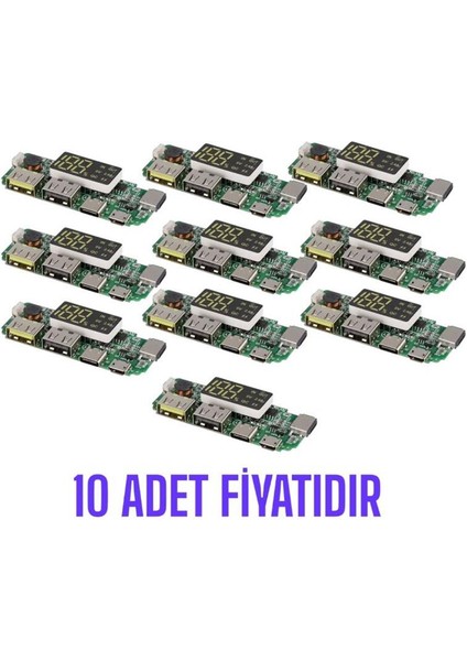 Çift USB 5V 2.4A Led'li Micro Type-C Powerbank Modülü - 10 Adet