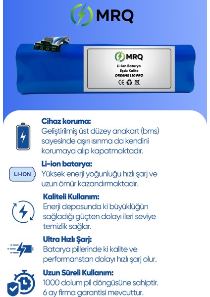 Dreame L10 Pro Robot Süpürge Bataryası (Orijinal Kapasite) 5200MAH Batarya modelleri