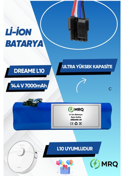 Dreame L10 Robot Süpürge Bataryası (Ultra Yüksek Kapasite) 7000MAH Batarya