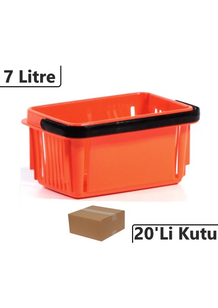 Plastik Kozmetik Alışveriş El Sepeti 7 Litre Turuncu 20'li Koli