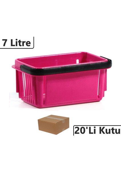 Plastik Kozmetik Alışveriş El Sepeti 7 Litre Fuşya 20'li Koli