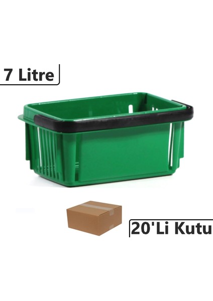 Plastik Kozmetik Alışveriş El Sepeti 7 Litre Yeşil 20'li Koli