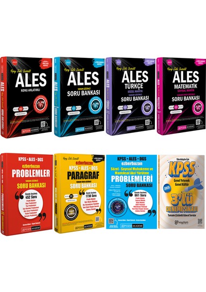 2025 ALES Mega Set(Konu - Soru - Türkçe - Matematik) - Paragraf - Problemler - Akıl Yürütme - 3 Deneme