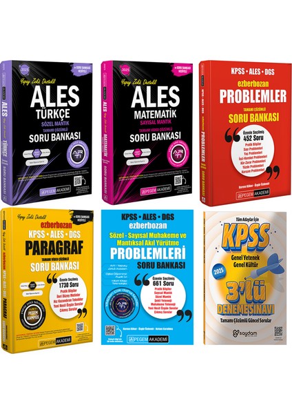 2025 ALES Türkçe Sözel - Matematik Sayısal Mantık - Paragraf - Problemler Soru Bank - Akıl Yürütme - 3 Deneme