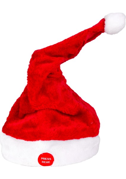 Yılbaşı Süsü Noel Baba Şapkası Hareketli ve Müzikli 25 Cm.