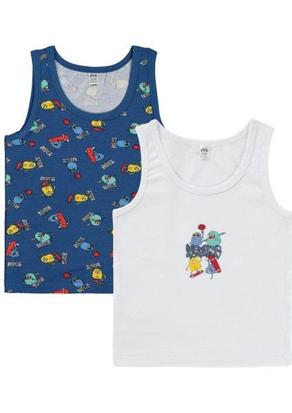 Erkek Çocuk 2'li Atlet Set 2-10 Yaş Beyaz