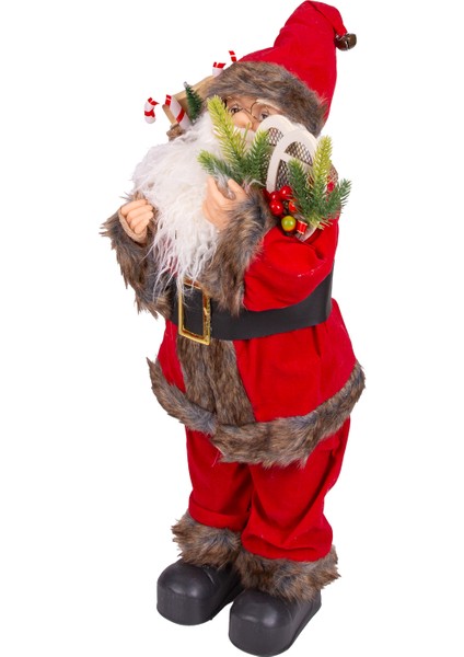 Yılbaşı Noel Baba Hediye Çuvallı Yılbaşı Dekorlu Kırmızı 60 Cm. modelleri
