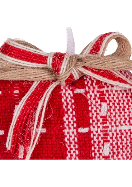 Yılbaşı Süsü Ekose Desenli Kalp Kırmızı 9x9 Cm. fiyatları