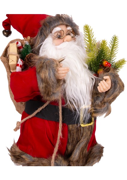 Yılbaşı Noel Baba Hediye Çuvallı Yılbaşı Dekorlu Kırmızı 45 Cm. modelleri