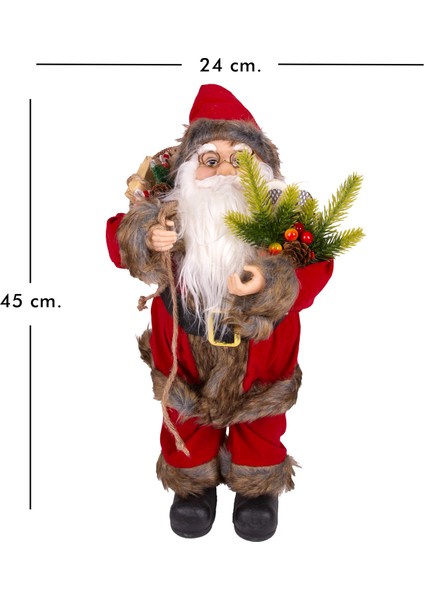 Yılbaşı Noel Baba Hediye Çuvallı Yılbaşı Dekorlu Kırmızı 45 Cm. indirimleri