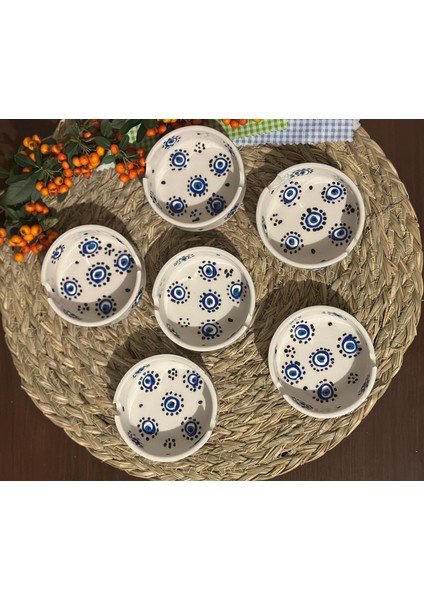 6 lı Seramik Nazar Boncuk Desenli Küllük/ Kül Tablası