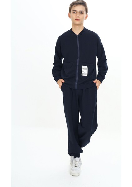 Erkek Çocuk Iki Ip Fermuarlı V Yaka Uzun Kol Eşofman Takımı