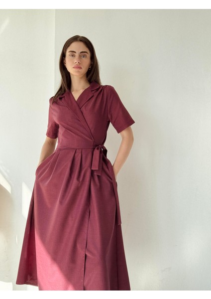 Lady Kruvaze Midi Elbise Kadın Bordo fiyatları