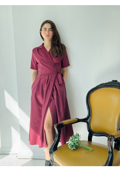 Lady Kruvaze Midi Elbise Kadın Bordo indirimleri
