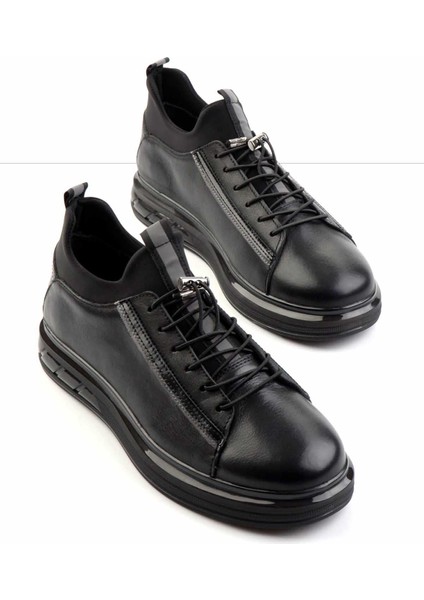 Siyah Floter Deri Erkek Sneaker E01585756540