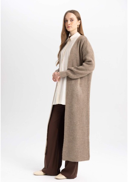 Regular Fit Basic Düz Uzun Triko Hırka D4367AX24WN