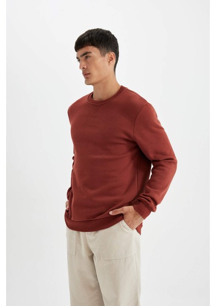 Regular Fit Bisiklet Yaka Kalın Basic Düz Sweatshirt T3777AZ24AU modelleri