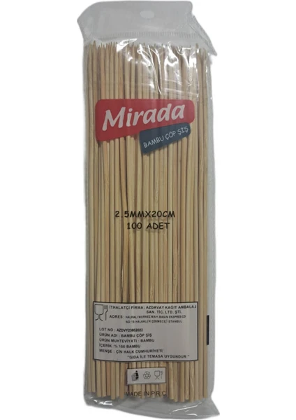 Bambu Çöp Şiş 2,5MMX20CM 2 paket 200 Adet